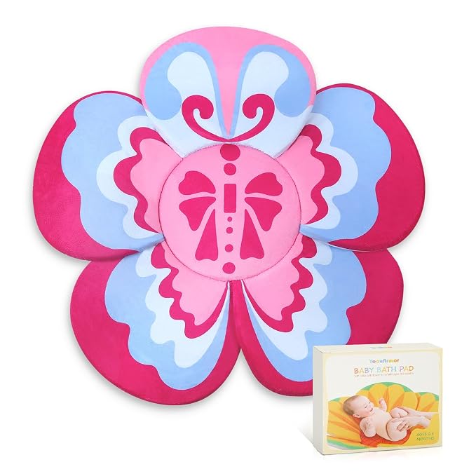 Premium Baby Bath Pad with Butterfly Flower by YooxArmor