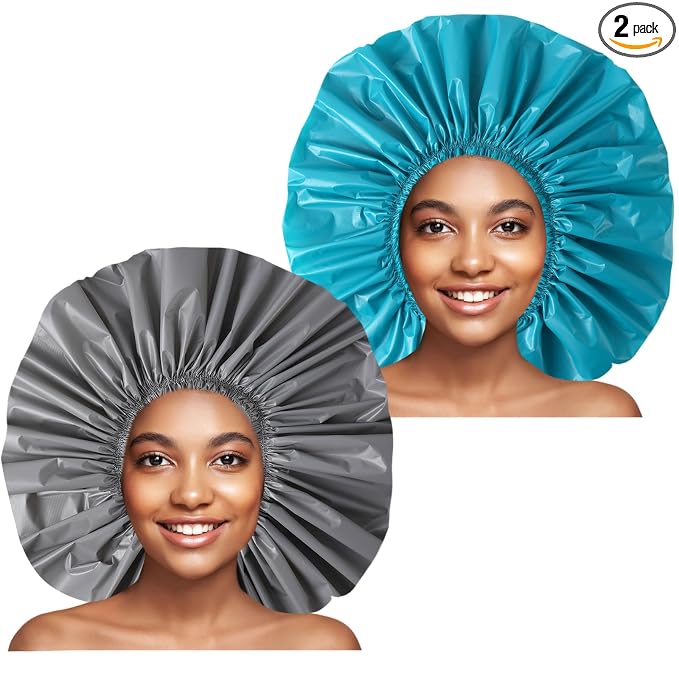 Jumbo Size Shower Cap 2 PCS Waterproof Shower Caps by CHFONGDIRECT