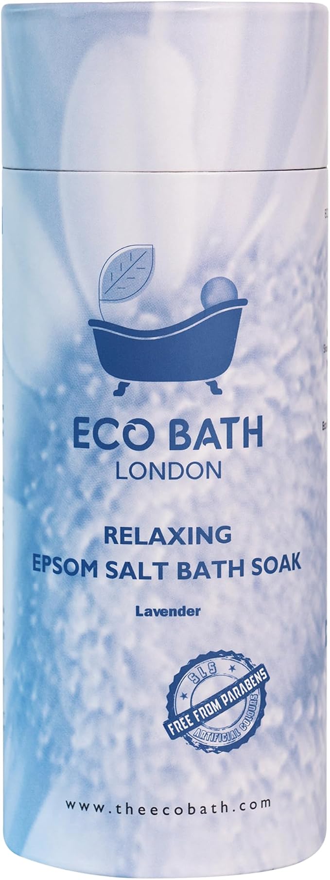 Eco Bath London Relaxing Lavender Epsom Salt Bath Soak – Tube 2.2 LB | Made in by EcoBathLondon