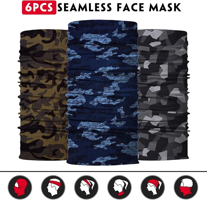Venswell Neck Gaiter Face Mask Men Women, Seamless Bandana Rave Face Cover - Image 3