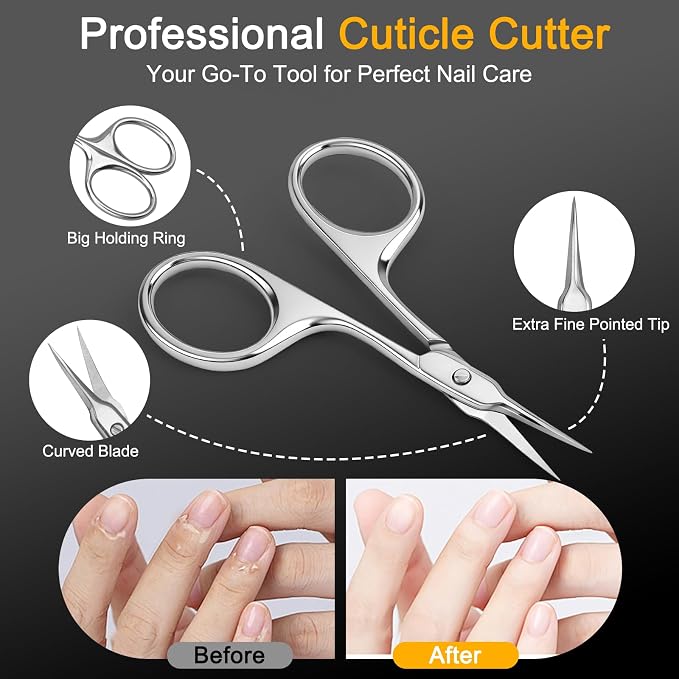 Cuticle Scissors, Extra Fine Curved Manicure & Pedicure Nail Scissor - Image 3