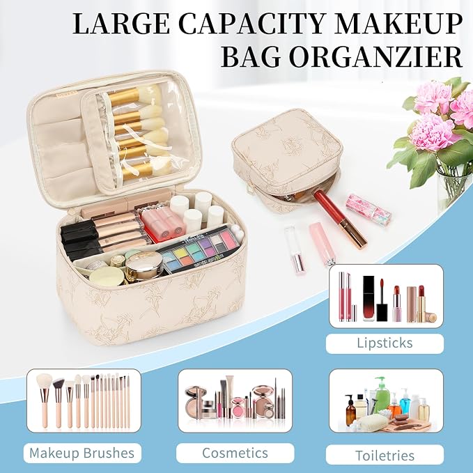 OCHEAL Makeup Bag Set, Portable Travel Makeup Bags Cosmetic Organizer Bag - Image 5