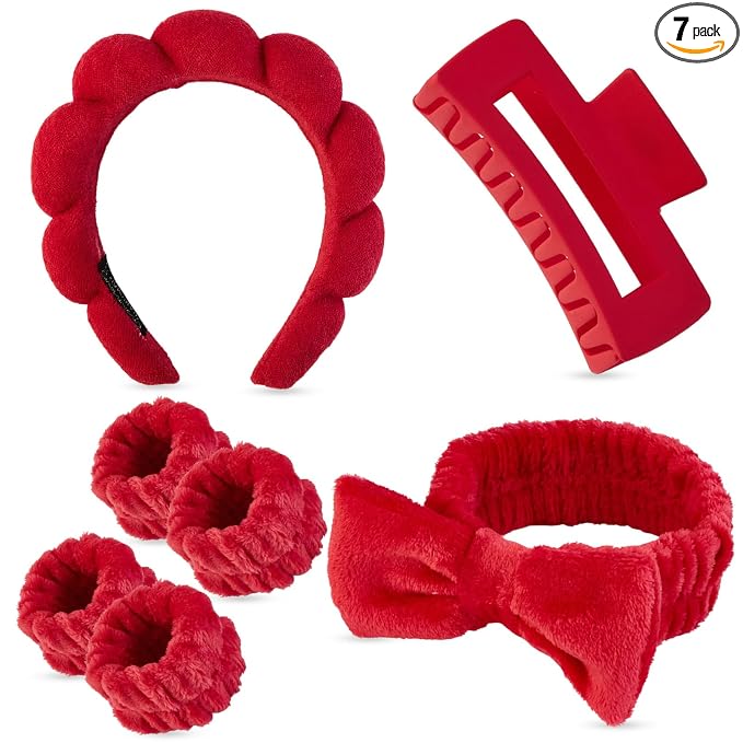 7 Pcs Spa Set, Facial Headband and Wristband Set, Skincare Accessories by Unknown