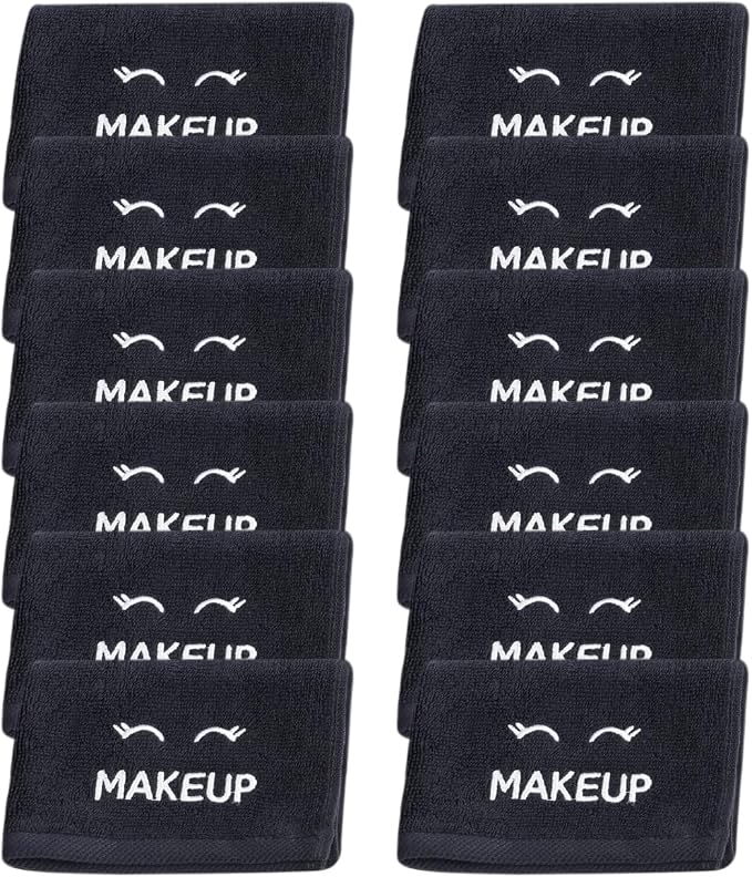 White Classic Bleach Safe Black Makeup Washcloths - Image 2