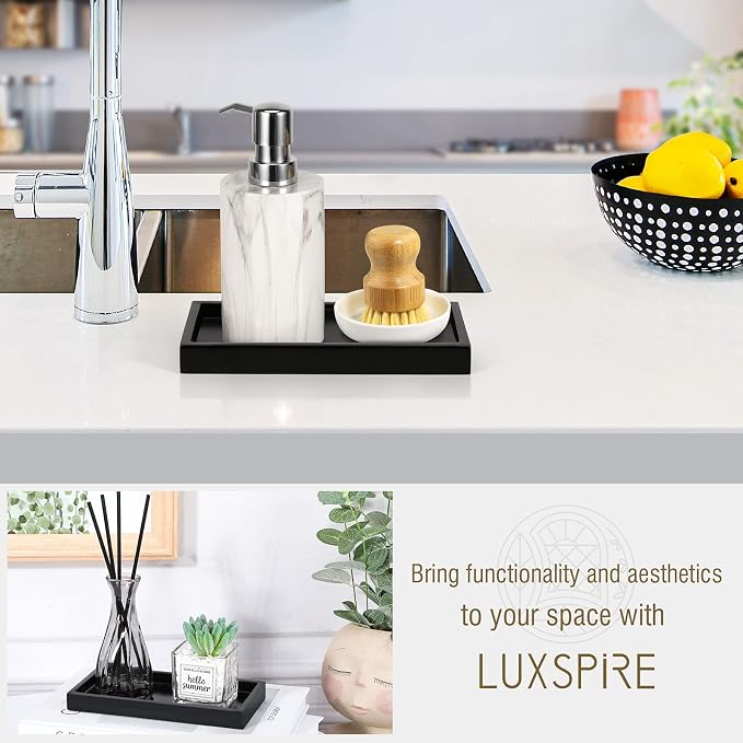 Luxspire Bathroom Vanity Tray, 8 x 4 inch Resin Dresser Jewelry Ring Dish Tank - Image 2