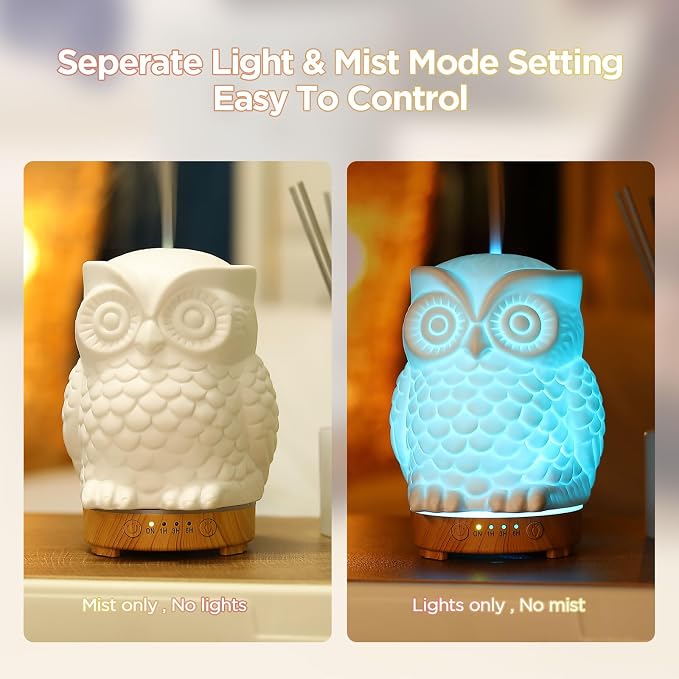 Owl Ceramic Aromatherapy Diffuser INRORANS 160ml Stone ultrasonic Cool Mist - Image 5