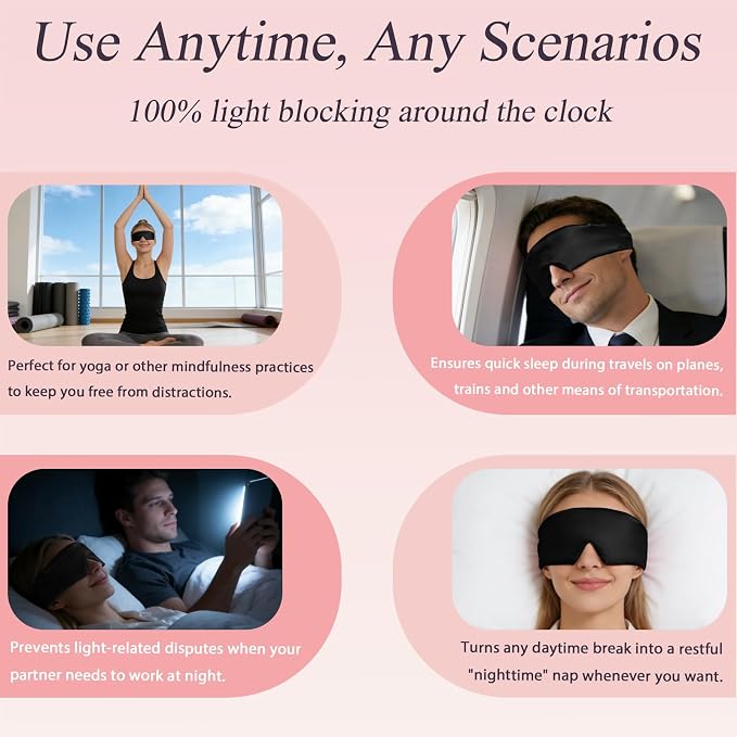 Silk Sleep Eye Mask for Side Sleeper Men Women, Eye Mask Sleeping 100% 22 Momme - Image 6