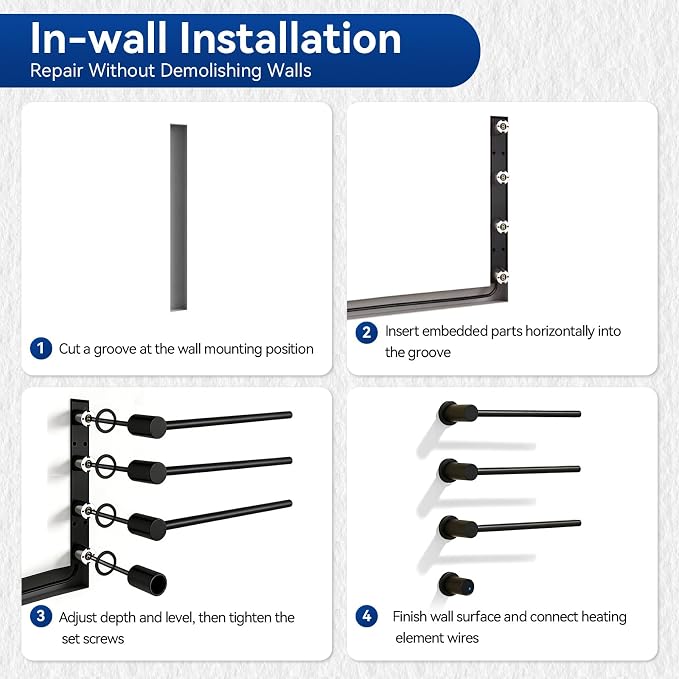 Electric Towel Warmer Concealed, Swivel Heated Towel Rack - Image 3