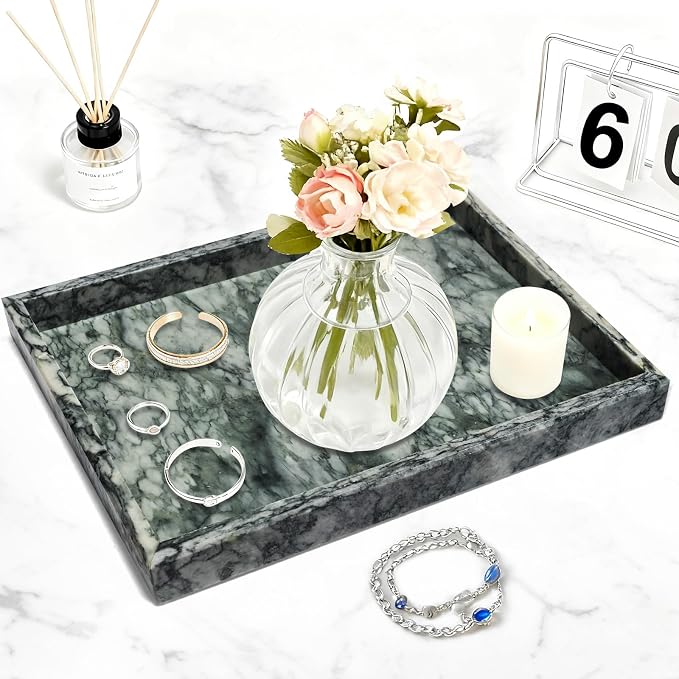 Pure Natural Marble Tray for Bathroom, Sink. Cosmetics, toiletries, etc. can be - Image 4