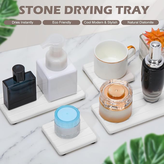 4PCS Stone Drying Tray for Bathroom Sink and Kitchen Counter, Fast Drying - Image 3