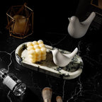 WORHE Natural Marble Vanity Tray Luxury Oval Stone Trays - Image 2