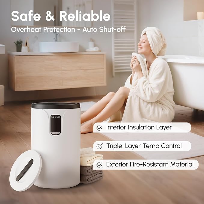 USHOWER Towel Warmers for Bathroom, 20L Large Towel Warmer Bucket for Spa - Image 6