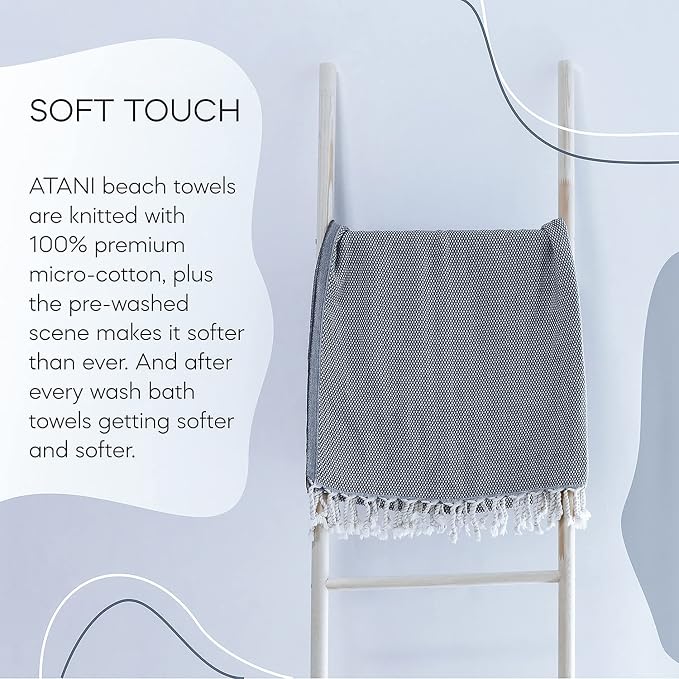 ATANI 69x35 in Oversized Turkish Beach Towel Set - Image 9