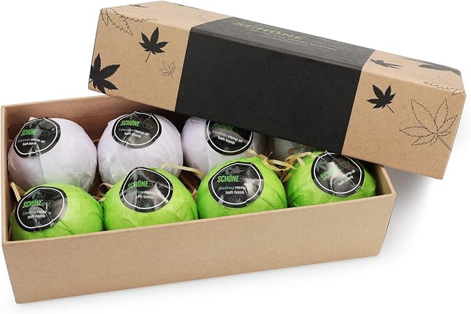 8 Pack Hemp Bath Bombs Set for Muscle Therapy & Relaxation | Large Vegan Fizzy - Image 8