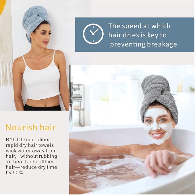 2 Pack Large Microfiber Hair Towel Wrap - Image 4