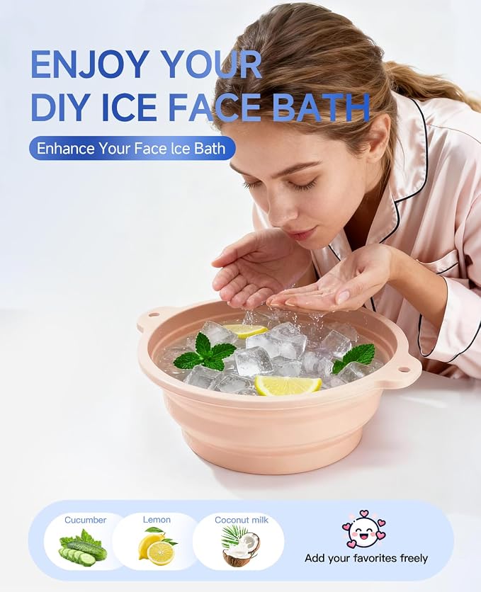 Face Bowl for Ice with Built-in Ice Tray – Collapsible Silicone Facial Ice Bath - Image 2