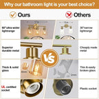 Zarbitta 3-Light Bathroom Light Fixtures, Brushed Gold Vanity Light, Farmhouse - Image 2