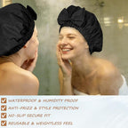 Shower Cap for Women, Cute Bow Waterproof Reusable Bath Cap, Non-Slip Anti - Image 4
