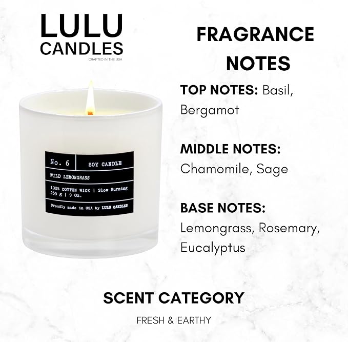 Lulu Candles | Wild Lemongrass | Luxury Scented Soy Jar Candle | Hand Poured in - Image 2