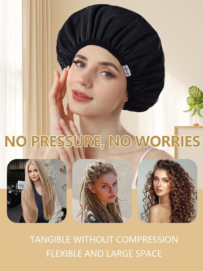 Years calm Shower Caps for Women Reusable Waterproof, Double Layer Waterproof - Image 7