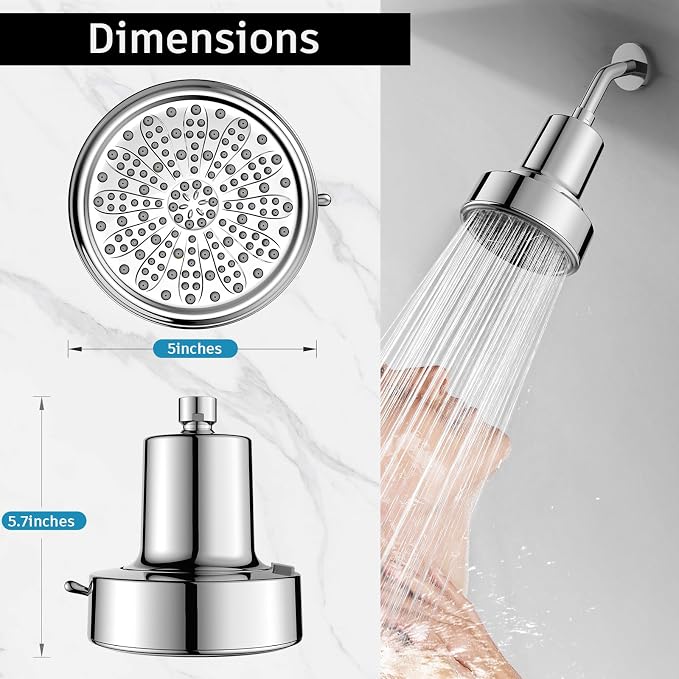 FEELSO Filtered Shower Head, High Pressure 6 Spray Modes Shower Head - Image 9