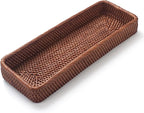 Rattan Bathroom Vanity Trays Toilet Tank Baskets Long Narrow Hand Towel Storage - Image 2