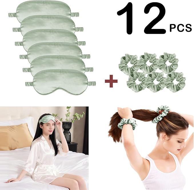 12Pcs Silk Sleep Masks Satin Eye Mask Silky Eyes Cover Blindfold Eyeshade Hair - Image 4