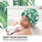 INNELO Luxury Shower Cap for Women Reusable Waterproof, Double Layered Shower - Image 5