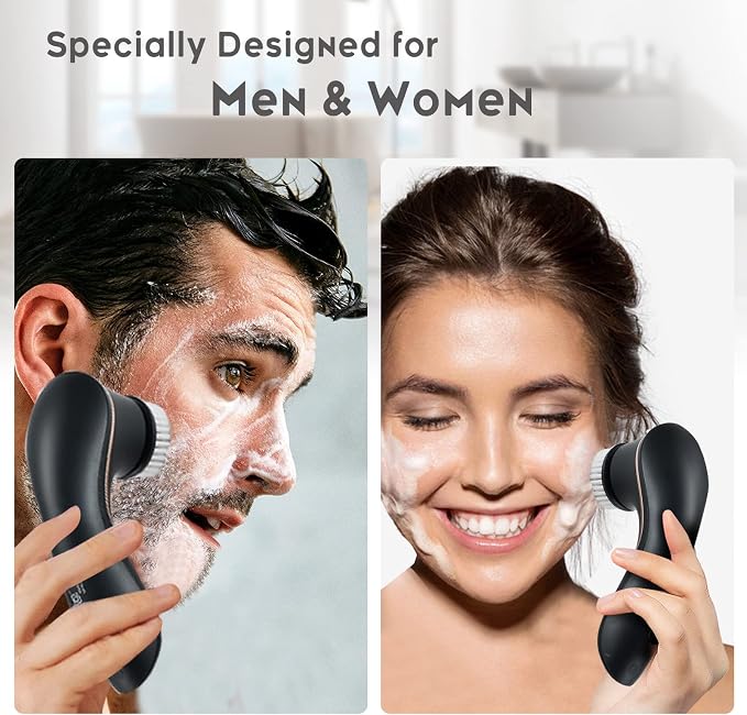 Facial Cleansing Brush, Electric Face Scrubber Rechargeable Exfoliator IPX-7 - Image 2