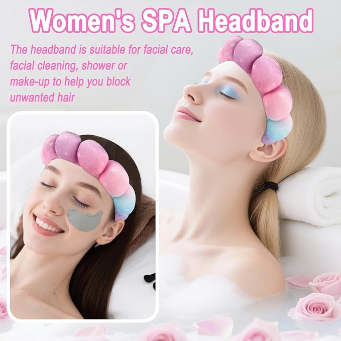 Zkptops Spa Headband for Washing Face Wristband Set Sponge Makeup Skincare - Image 3