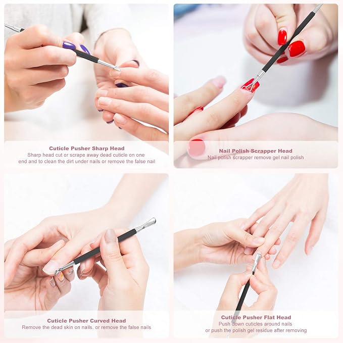 Cuticle Pusher Nail Polish Remover Stainless Steel Manicure Tool Set Gel Nail - Image 2