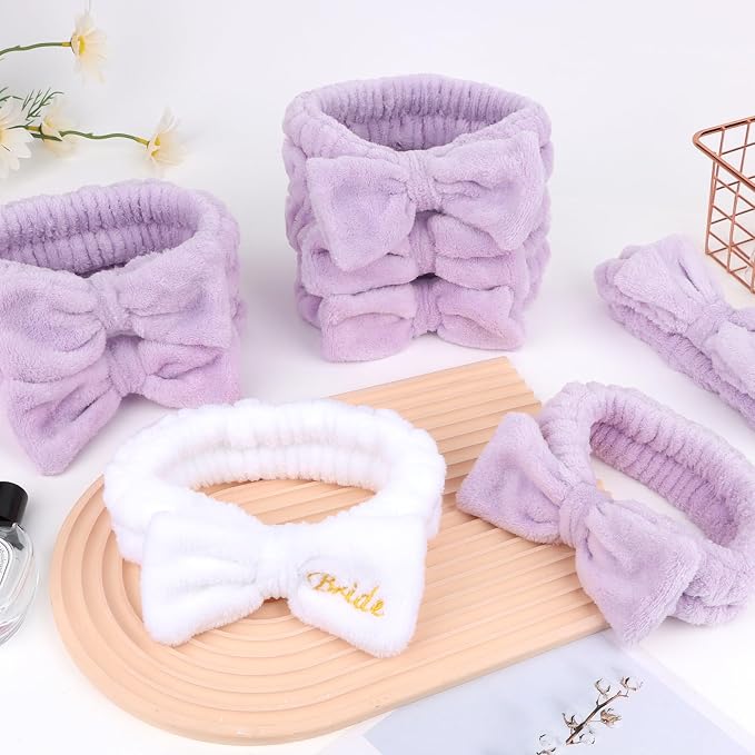 CIEHER 8 Pack White & Purple Spa Headband - Image 7