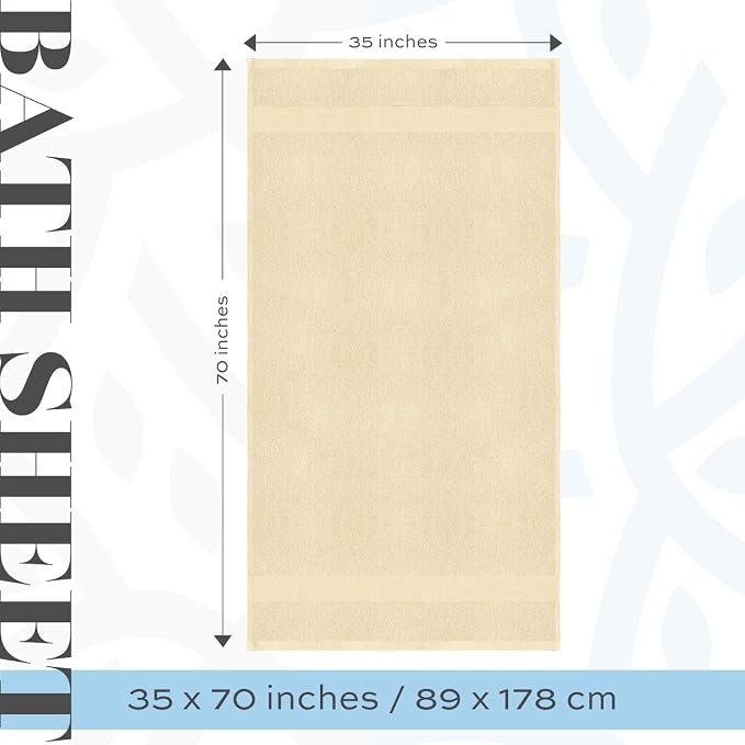 White Classic Luxury Soft Beige Bath Sheet Towels - Image 4