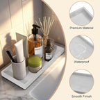 2PCS Bathroom Vanity Tray, 11.8 x 5 Inch Silicone Bathroom Counter Organizer - Image 2