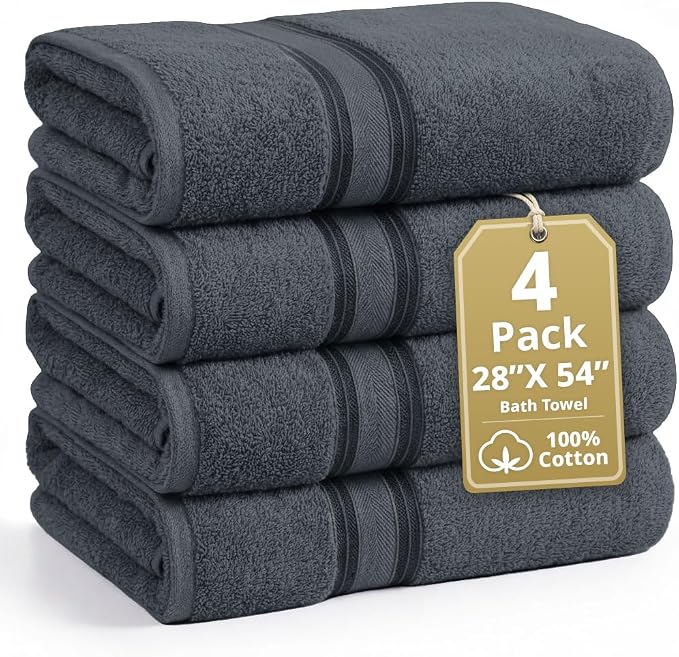 LANE LINEN 100% Cotton 4 Pack Bath Towels Set by LaneLinen
