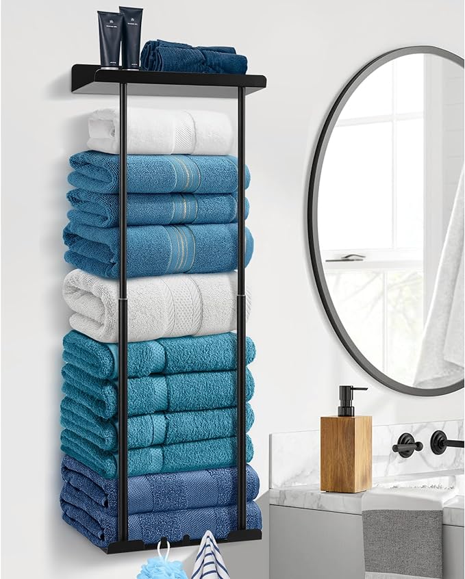 Hommtina Bathroom Towel Storage Black Towel Holder Bathroom Decor Aesthetic by Hommtina