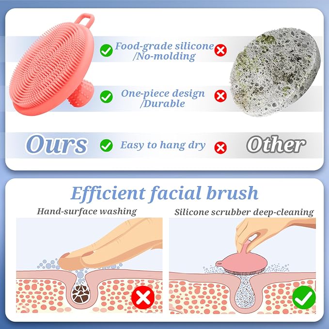 Silicone Back & Body & Face Scrubber Set 3PCS, Gentle Exfoliating Back & Body - Image 5