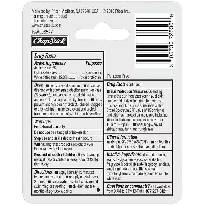 ChapStick Moisturizer Original Lip Balm Tubes, SPF 15 and Skin Protectant - Image 3