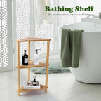 Bamboo Corner Shower Caddy Stand 3-Tier Waterproof, Free Standing Bathroom - Image 4