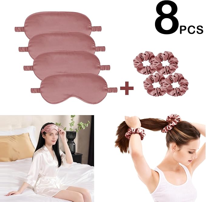 Satin Eye Mask 8Pcs Silk Sleep Masks Silky Blindfold Eyeshade Blackout Eyes - Image 2