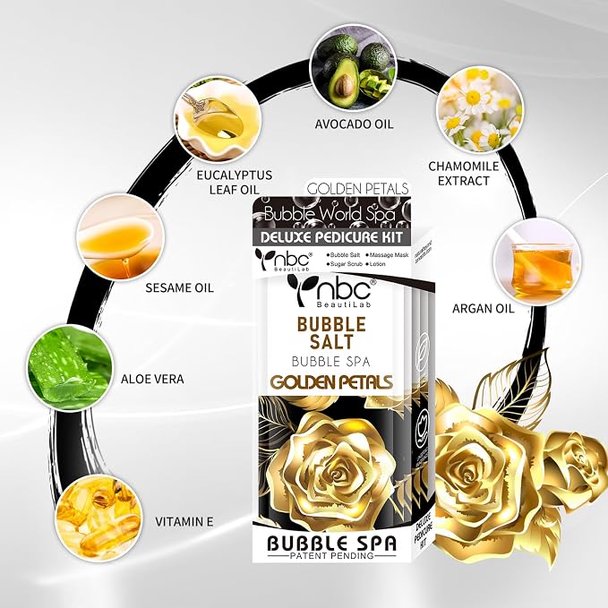 Pedicure Kit Foot Soak Set: Bubble Salt, Sugar Scrub, Massage Mask, Massage - Image 4