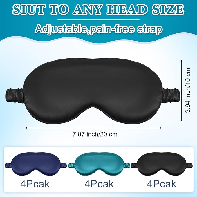 Cutecrop 12 Pcs Silk Sleep Masks Soft Satin Eye Masks - Image 2