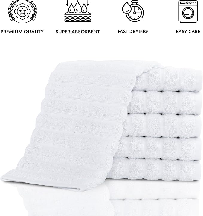 Classic Turkish Towels CTT Luxurious 100% Turkish Cotton Washcloths 6 Pack - Image 4