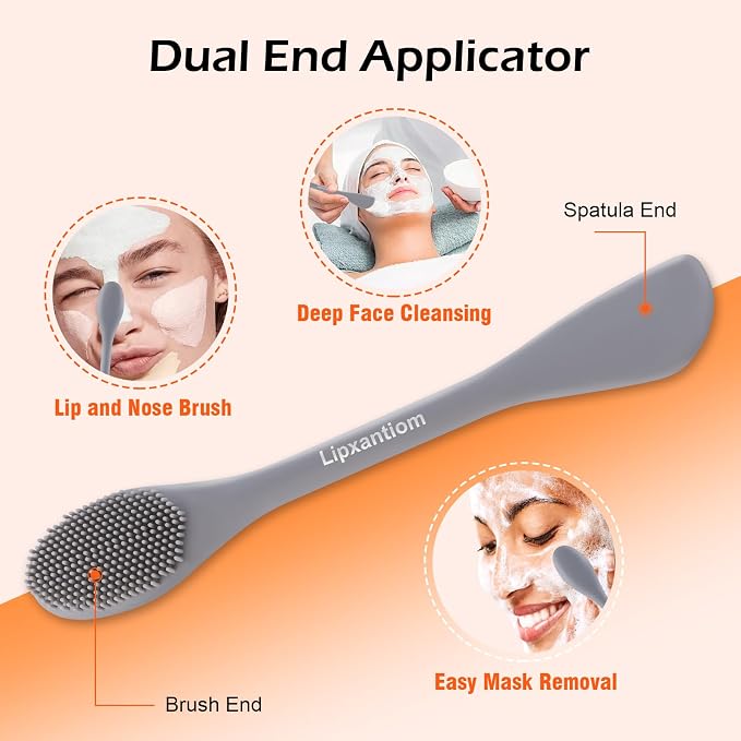 3 Pcs Silicone Facial Cleansing Brush, 2 in 1 Face Mask Applicator and Pore - Image 3
