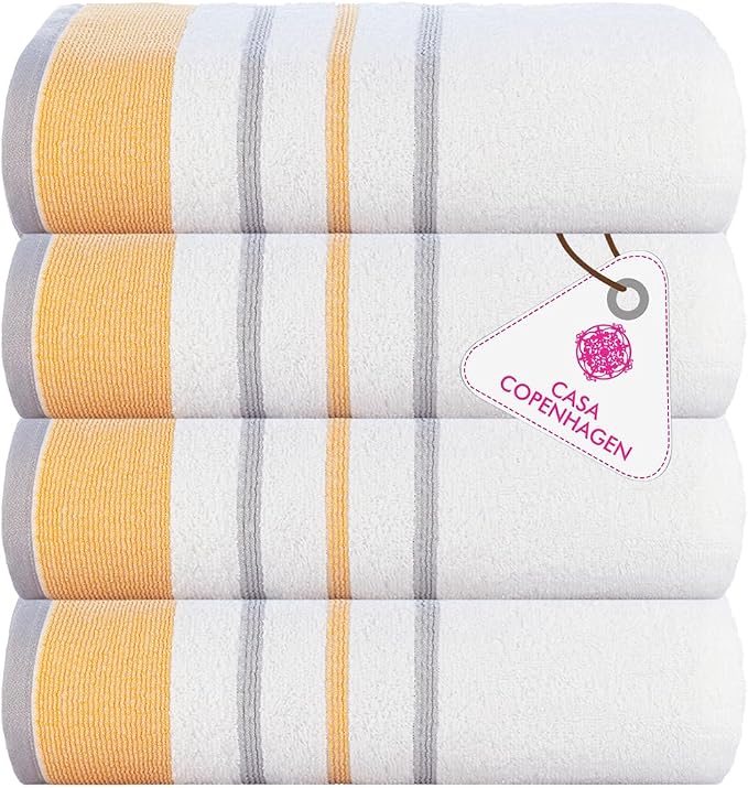 CASA COPENHAGEN White Bay 4Pcs 100% Egyptian Cotton Designer Hand Towels Gift by CASACOPENHAGEN