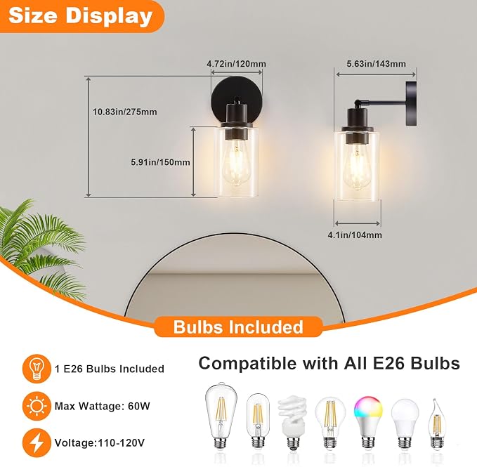 DLLT Wall Sconces Set of Two: Modern Bathroom Vanity Light Fixtures - Image 4