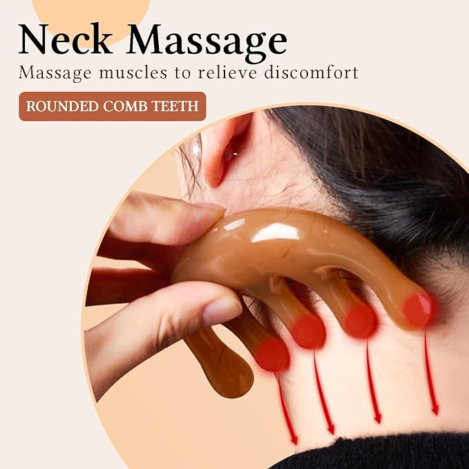 GSHOW Head Massager Scalp Resin Handheld Wide Tooth Gua Sha Comb Relax Massage - Image 4