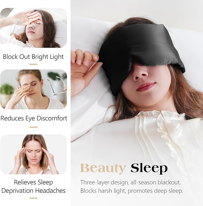 100% Mulberry Silk Sleep Mask, Comfortable Soft - Image 3