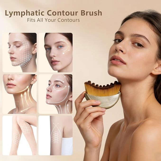 Lymphatic Contour Face Brush, Manual Lymphatic Drainage Massage Brush - Image 2