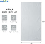 ecolook Bath Towels Set of 4, 100% Cotton, 27 x 55 Inches, Quick-Drying & - Image 3